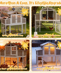 Large Chicken Coop With Four Nesting Boxes For Four To Six Hens Outdoor Wooden Poultry Cage With Pull Out Tray, seasonal views