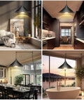 Knockout Black Plug In Pendant Light With Adjustable 13 Ft Copper Cord And UL Certified E26 Socket in a modern kitchen setting.