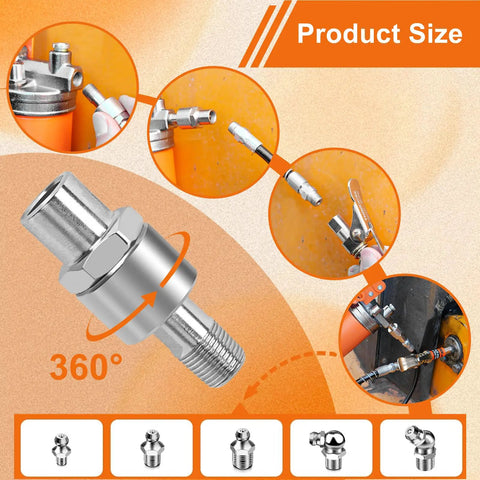 8000 PSI Pistol Grip Grease Gun Kit With Adjustable Pressure Beefed-Up Heavy Duty Pro Grade Tool with 0.53 Inch Coupler