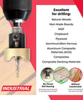 82 Degree Countersink With Tapered Drill Bit And Adjustable Depth Stop For No Marring Woodworking Quick Release Hex Shank Three Eighths Diameter And One Eighth Drill Size Amana Tool showcased with usage instructions and materials list.