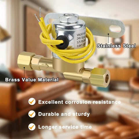 Heavy Duty Humidifier Solenoid Replacement Water Valve A2012-S118 brass valve with yellow wires and stainless steel bracket for Aprilaire