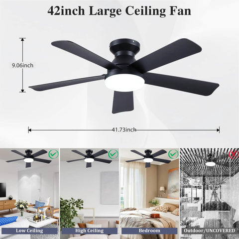 Dope 42 Inch Ceiling Fans With Lights And Remote Control For Indoor And Outdoor Use Low Profile Flush Mount showing multiple room uses