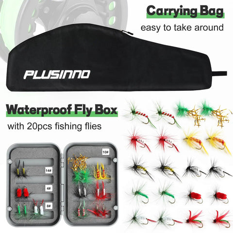 4 Piece Lightweight Nine Foot Graphite Fly Rod And Reel Combo Five Six Weight Starter Kit fly box and carrying bag