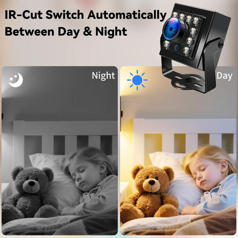 1080P USB Camera With 60FPS High Speed Capture, 170 Degree Fisheye Wide Angle, IR Night Vision And Auto IR Cut Day Night Comparison