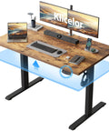 Electric Standing Desk 48 Inch Height Adjustable Sit Stand Desk For Home Office With Memory Presets, Rustic Brown Finish