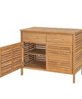 Outdoor Acacia Wood Storage Cabinet With Two Drawers And Double Door Shelf For Garden Poolside And Patio Weather Resistant Natural Finish
