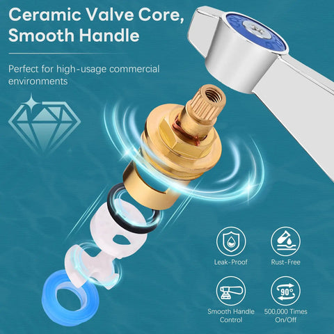 Exploded view of ceramic valve core for Leak Free Heavy Duty Commercial Kitchen Sink Faucet With 4 Inch Center And 10 Inch Swivel Spout