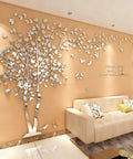 Dope DIY 3D Tree Of Life Wall Decor Kit With Silver Acrylic Sticker Decals For Living Room Bedroom Hallway And TV Backdrop