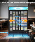Heavy Duty Workhorse Commercial Merchandiser Refrigerator With Smooth Automatic Sliding Rebound Doors And Reinforced Glass Panels For High Traffic Stores Keep Merchandise Frosty All Day Long showing front view with drinks displayed.