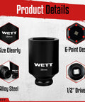 Half Inch Drive Deep Impact Socket Set Eleven Piece Jumbo Metric Six Point Sockets for Axle Nut and Wheel, 38mm socket detail