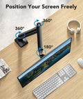 Gas Spring Monitor Arm For 13 To 34 Inch Screens Adjustable Desk Mount With VESA 75x75 And 100x100 Supports 4.4 To 22 Lbs