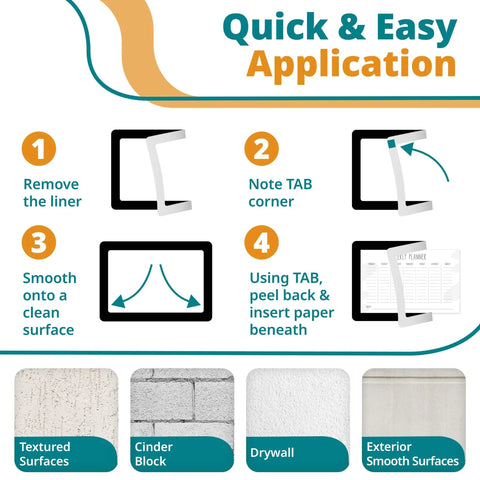 Installation guide for 8.5 By 11 Inch Peel And Stick Adhesive Wall Frames Pack Of 5 In Blue on various surfaces