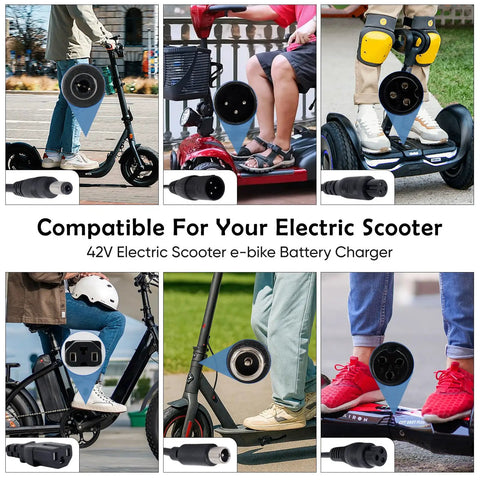 UL Certified 42V 2A Replacement Electric Scooter Charger With 7-In-1 Universal Connectors For 36V Hoverboards Made For All Your Rides And Compatible With Gotrax Ninebot Jetson Voyage Power Adapters