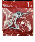 No Nonsense Heavy Duty Gate Hook And Eye Set With Dual Threaded Eyes Slick For Barn Doors Fence Closures and Cabinet Latches in packaging.