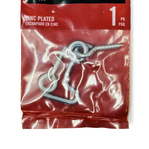 No Nonsense Heavy Duty Gate Hook And Eye Set With Dual Threaded Eyes Slick For Barn Doors Fence Closures and Cabinet Latches in packaging.
