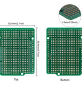 Double Sided FR4 Prototyping Board 2.54mm Pitch 68.6x53.6mm Perfboard top and bottom views with dimensions