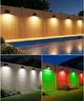 4 Pack Solar Fence Lights With Remote Control, Ultra Bright 100 Lumen, 9 Colors And 3 Modes, illuminating wooden and brick fences