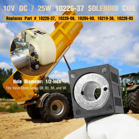10V DC 25W Solenoid Coil For Valve Stem Series 08 80 88 98 Replacement For Dump Trailers Hydraulic Power Units