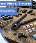 11 Piece Car Body Dent Repair Clamp And Pliers Set For Quick Fix And Strong Hold, tools on wood workbench with text overlay