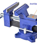 Beefy 4.5 Inch Bench Vise With 240 Degree Rotating Base, Home Shop Clamp That Locks At Any Angle, Easy Install, 4.5 Inch Jaw