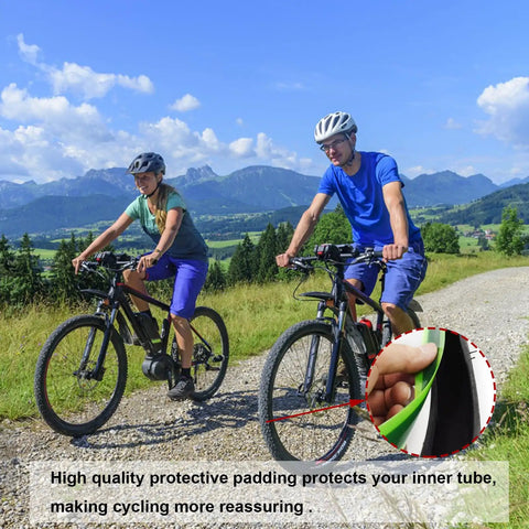 Cyclists on trail using Four Roll TPU Bicycle Tire Liners For Inner Tubes Protect Against Flats And Punctures On 12 To 29 Inch Wheels