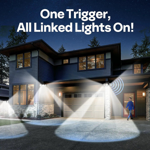 Killer Linkable Solar Flood Lights For Outdoors, Rock Solid Two Pack Bundle With Smart Radio Frequency Syncing And Dual Motion Sensors For Badass Yard And Driveway Illumination