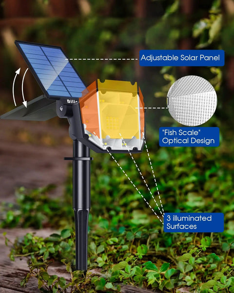 Close-up of 4 Pack 30 LED Solar Spot Lights Outdoor With Adjustable Panels IP67 Waterproof for garden use