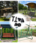 Sturdy Porch Swing Canopy Frame Replacement Kit Three Piece Set For Patio Garden Backyard Rustproof Outdoor Frame Components Easy Install Swing Seat Parts Built To Last, with canopy frame visuals and assembly components.