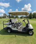 Two Seater Golf Cart Seat Cover And Towel Microfiber Absorbent Breathable Bench Seat Protector With Vintage Engine Print For Golf Course 51x31 Inches Car Style Comfort For All Seasons fitted on a golf cart