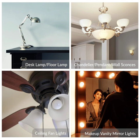 Soft White 3000K LED Candelabra Bulb 5W 400 Lumens E12 Base G14 Globe Frosted Round A15 Non Dimmable Replacement lighting use