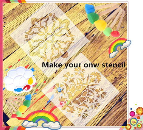 Two transparent blank stencil sheets for laser cutting; 12x12 inches, 10 mil PET/Mylar.