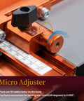 Essential Router Table Upgrade Kit Featuring Micro Adjustable Aluminum Fence With Dual Bearing Guide Rails close-up of micro adjuster knob.