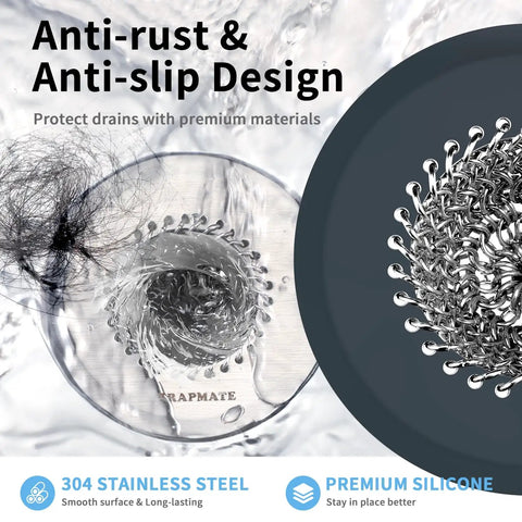 Top Shelf Reversible Bathtub Drain Strainer And Hair Catcher Set Crafted From Heavy Duty 304 Stainless Steel To Stop Tough Clogs And Keep Your Showers Rolling Smooth As Silk, featuring anti-rust design.