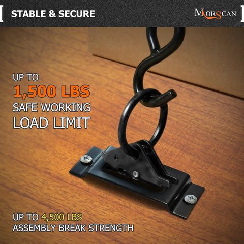 Heavy Duty 10 Pack E Track Tie Down Anchors Single Slot Anchor Points With Screws, black steel anchor on wood surface.