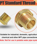Brass NPT reducer bushing, 3/4 in MNPT to 1/4 in FNPT, hex pipe fitting, Amazon brand