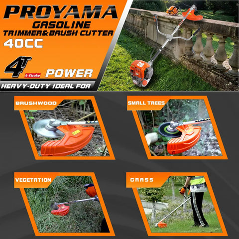 40cc Gas Powered Beast Of A Brush Cutter With 4 Cycle Engine showing trimming grass and vegetation