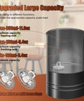 4 In 1 Milk Frother And Steamer For Home Baristas With Hot And Cold Froth Milk Warming And Chocolate Milk Maker Large Capacity Electric Frother For Lattes Cappuccinos And More At Home, showing capacity scale and two milk foam rings.