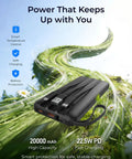 Total Game Changer Portable Charger With Four Built In Cables And Massive Twenty Thousand Mah Fast Charging Power Bank For Phones Tablets And Laptops, showing sleek design and ports.
