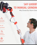 Person using 800W Electric Drywall Sander With Vacuum Attachment and Lights for ceiling refinishing.