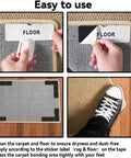 Non Slip Rug Grippers 8 Pack keeps rugs in place on hardwood floors, easy application with anti curling rug tape, washable pad.