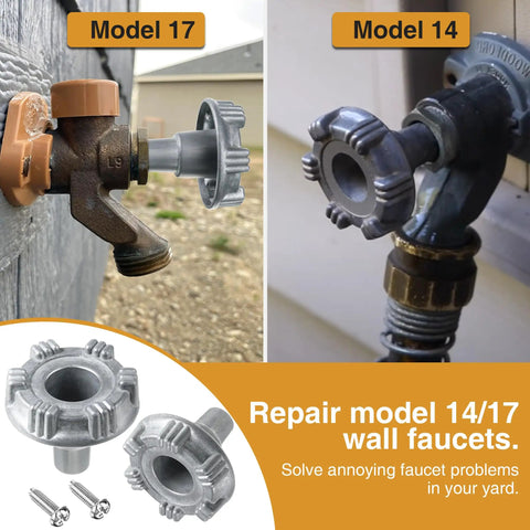 2 Pack Heavy Duty Outdoor Faucet Handle Repair Kit For RK 14 17MH Replacement Handle For Woodford 14 And 17 shown in use