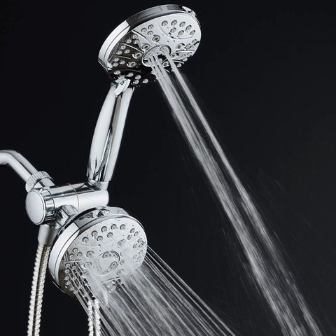High Pressure 48 Mode Luxury 3 Way Shower Combo With Dual Rain And Handheld Shower Head, Extra Long 6 Ft Stainless Steel Hose