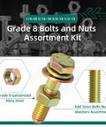 Badass Grade 8 Bolt And Nut Assortment Kit Packed With Lock And Flat Washers In Diverse Sae Sizes Crafted From Heavy Duty Alloy Steel To Handle Intense Mechanical Jobs Without Batting An Eye, featuring assorted bolts and nuts.