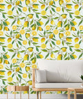Room with Lemon Branches Floral Peel And Stick Wallpaper Removable Self Adhesive Vinyl Mural Roll 17.7 By 354 Inches Waterproof