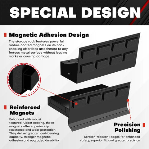 Magnetic Toolbox Tray Organizer Set 4 Piece With Shelves And Holders For Cabinet Side Shelf Storage Van Workshop design features