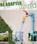 Replacement Self-Draining Vacuum Breaker for Hose Bib Backflow Prevention, connected to outdoor faucet with garden hose attached.