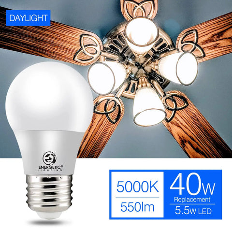 A15 Refrigerator LED Bulbs 40W Equivalent 5.5W Dimmable No Flicker No Noise Daylight 5000K E26 Base ULListed Energy Saving Kitchen Light 6 Pack