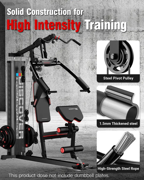 All-In-One Home Gym Machine With Pulley System For Full Body Strength Training, Leg Press and Extension, Chest Press, 450 lb capacity
