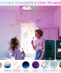 12 Inch LED Smart Flush Mount Ceiling Light With 20W Tunable White 2700K To 6500K RGB Color 16 Million Lit Ambience Voice And App Control With Alexa And Google Home Nickel Satin Finish Easy Ceiling Mount For Living Room Bedroom Or Office in colorful music sync mode