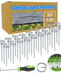 Pack Of 50 Landscape Staples With Pick Hook 6 Inch Galvanized Garden Pins For Weed Fabric Lawn Tent Yard And Sod Flexible Steel Stakes